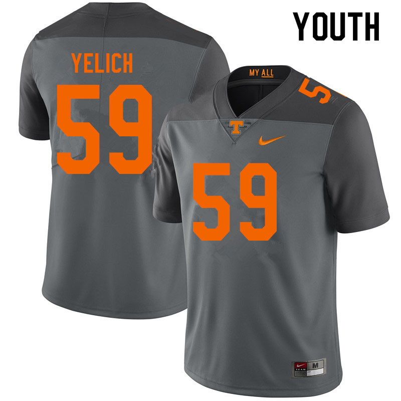 Youth #59 Jake Yelich Tennessee Volunteers College Football Jerseys Sale-Gray